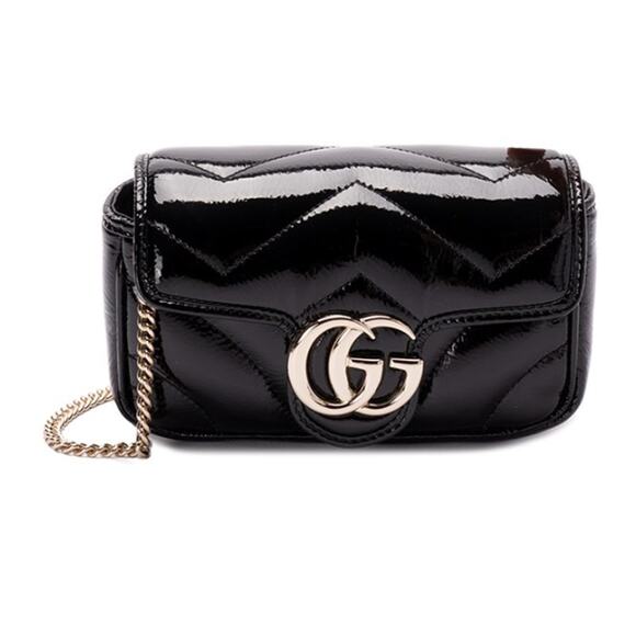 $1850 NEW GUCCI BLACK PATENT LEATHER MINI CROSSBODY SHOULDER BAG PURSE NIB! - Picture 1 of 12